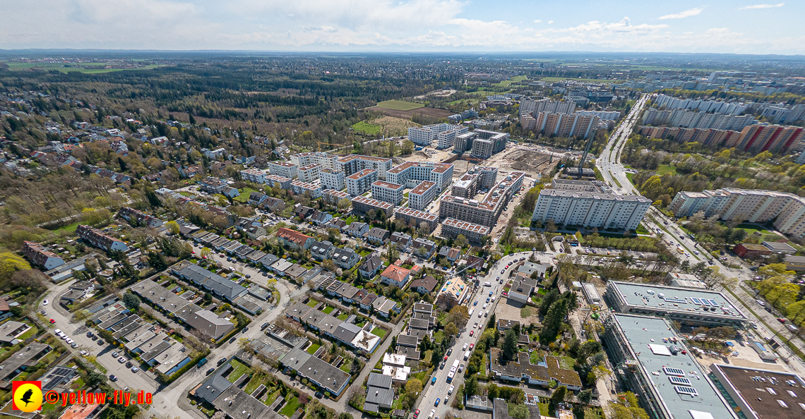 21.04.2023 - Luftbilder von der Baustelle Alexisquartier und Pandion Verde in Neuperlach